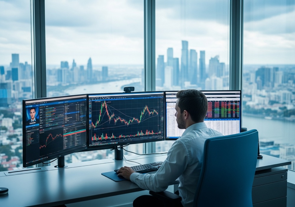 A financial services professional at work
